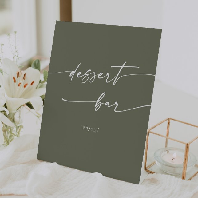 Boho Chic Olive Green Dessert Bar Wedding Pedestal Sign (Boho Chic Olive Green Dessert Bar Wedding Pedestal Sign)