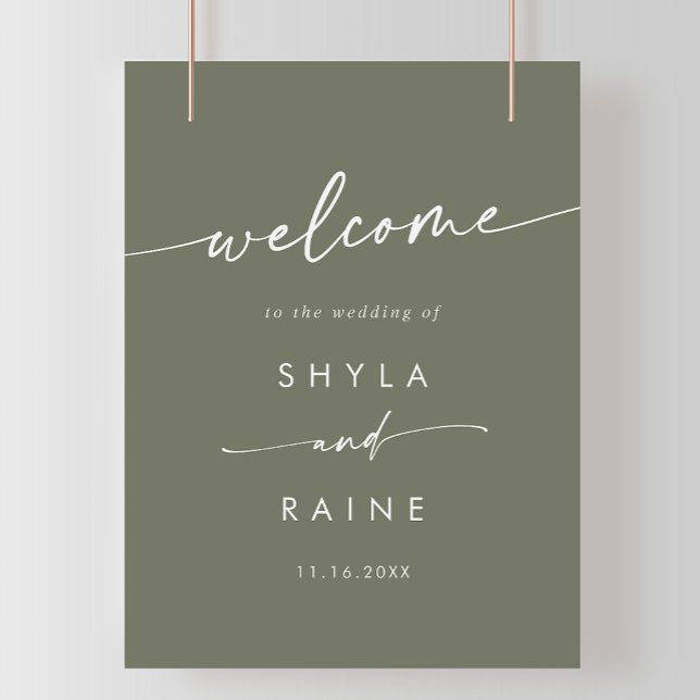 Boho Chic Olive Green DIY Wedding Welcome Sign (Creator Uploaded)