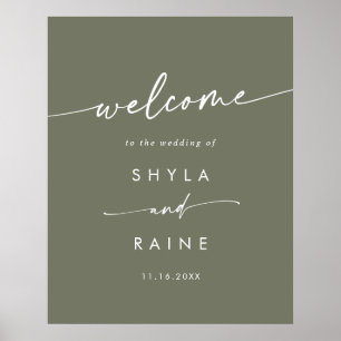 Boho Chic Olive Green DIY Wedding Welcome Sign