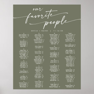 Boho Chic Olive Green Printable Seating Chart