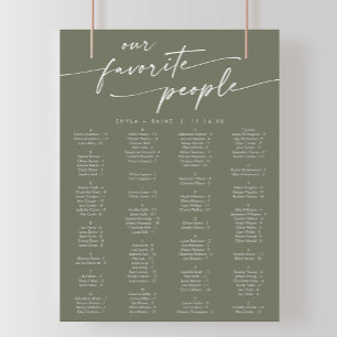 Boho Chic Olive Green Printable Seating Chart