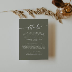 Boho Chic Olive Green Wedding Details Enclosure Card