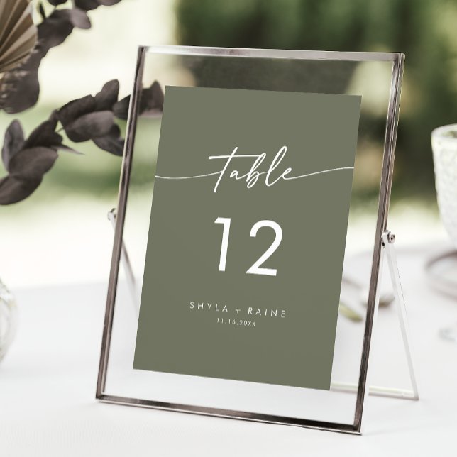 Boho Chic Olive Green Wedding Table Numbers (Creator Uploaded)