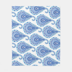 Boho Chic Paisley Seamless Oriental Fleece Blanket