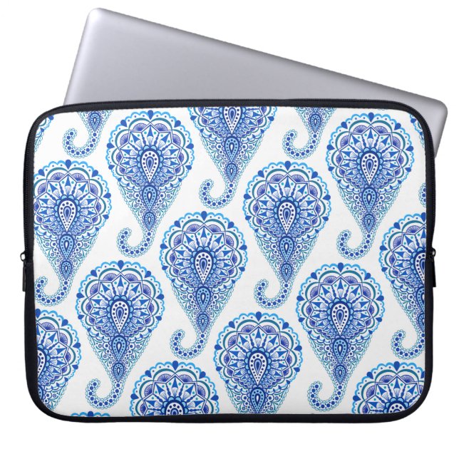 Boho Chic Paisley Seamless Oriental Laptop Sleeve (Front)