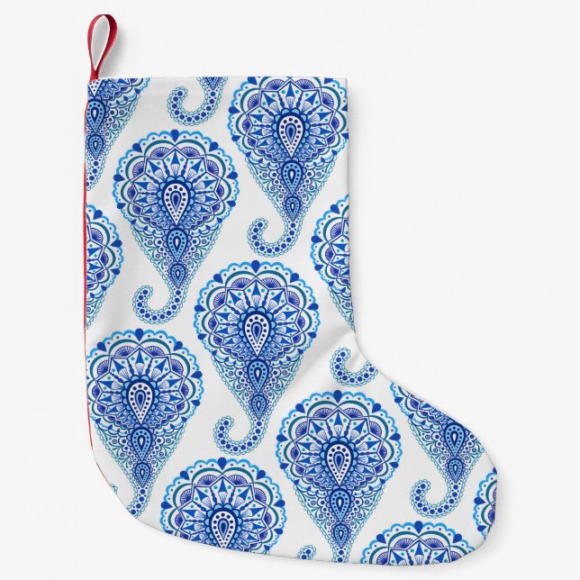 Boho Chic Paisley Seamless Oriental Small Christmas Stocking (Front)