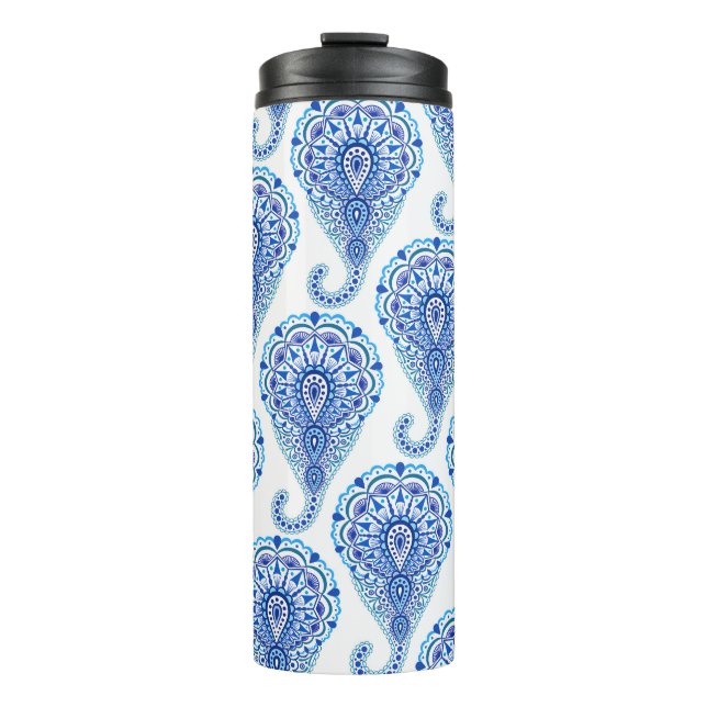 Boho Chic Paisley Seamless Oriental Thermal Tumbler (Front)