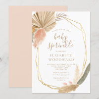 Boho Chic Pampas Grass Gold Frame Baby Sprinkle