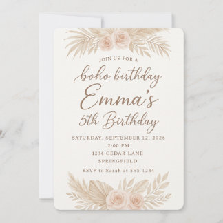 Boho Chic/Pampas Grass Invitation
