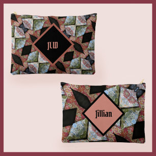 Boho Chic Patchwork Multi Colour Name & Initials Accessory Pouch