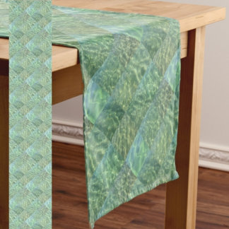 Boho Chic Patchwork of Seafoam and Ocean Green Medium Table Runner