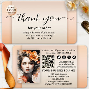 Boho Chic Photo Thank You For Your Order Business Card