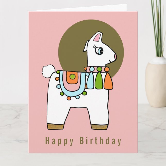 Boho chic pinata llama BIrthday Card (Front)