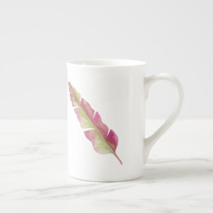 Boho Chic Pink and Green Feather Bone China Mug