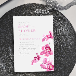 Boho Chic Pink Orchid Elegant Bridal Shower Invitation