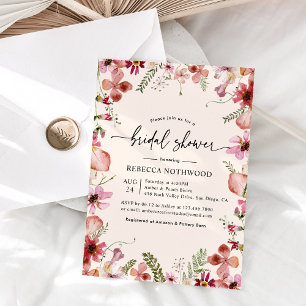 Boho Chic Pink Peach Bridal Shower Invitation