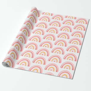 Boho Chic Pink Rainbow Pattern Wrapping Paper