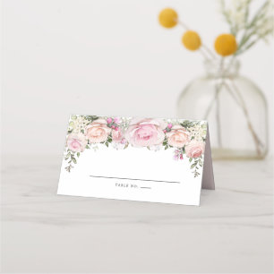 Boho Chic Pink Rose Floral Place Card
