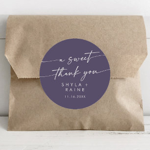 Boho Chic Plum Purple A Sweet Thank You Favour Classic Round Sticker