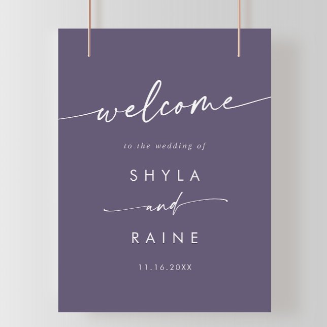Boho Chic Plum Purple DIY Wedding Welcome Sign (Creator Uploaded)
