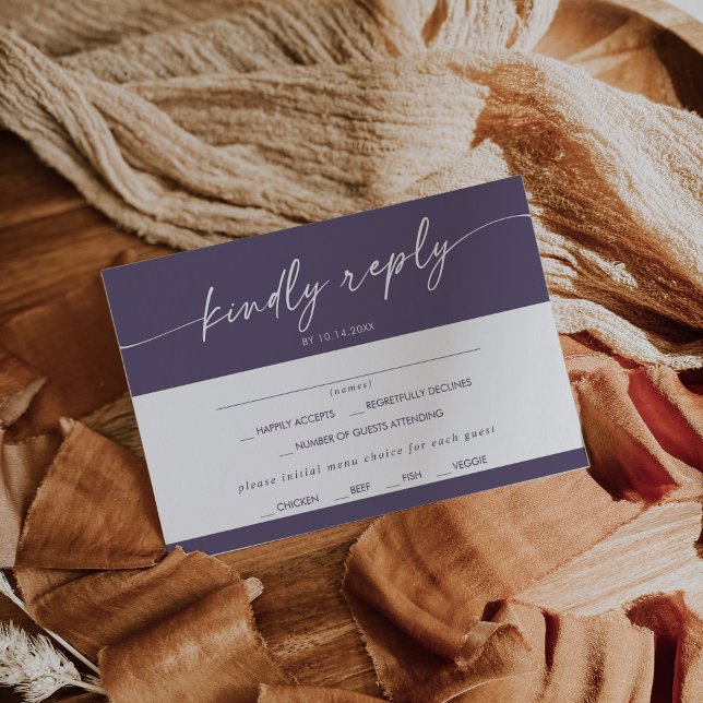 Boho Chic Plum Purple Menu Choice RSVP Card (Creator Uploaded)