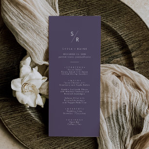 Boho Chic Plum Purple Monogram Wedding Menu