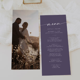 Boho Chic Plum Purple Photo Wedding Menu
