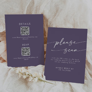 Boho Chic Plum Purple QR Code Details  RSVP Card