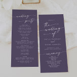 Boho Chic Plum Purple Tea Length Wedding Programme<br><div class="desc">This boho chic plum purple tea length wedding program is perfect for a minimalist wedding ceremony. The moody dark purple jewel tone modern bohemian design features simple rustic calligraphy with a unique yet classic style. Personalise your wedding program with you names, wedding date, location, order of service, wedding party and...</div>