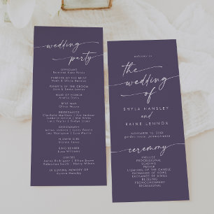 Boho Chic Plum Purple Tea Length Wedding Programme