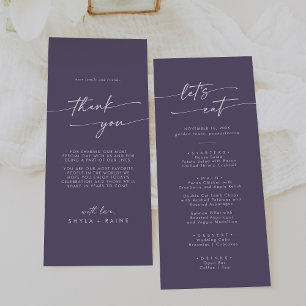 Boho Chic Plum Purple Thank You and Wedding Menu