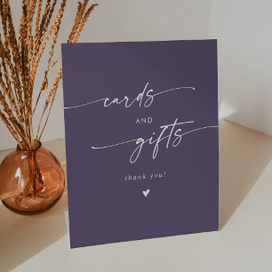 Boho Chic Plum Purple Wedding Cards and Gifts Pedestal Sign