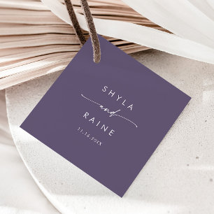 Boho Chic Plum Purple Wedding Favour Tags