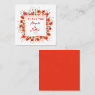 Boho Chic Poppy Flowers Wedding Thank You Card