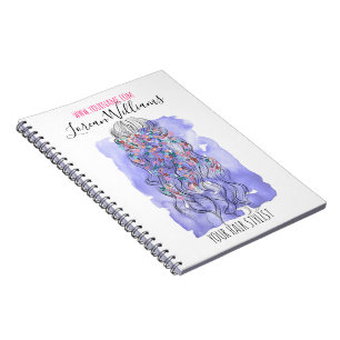 Boho Chic Purple Bride Hairstyle Watercolor Floral Notebook