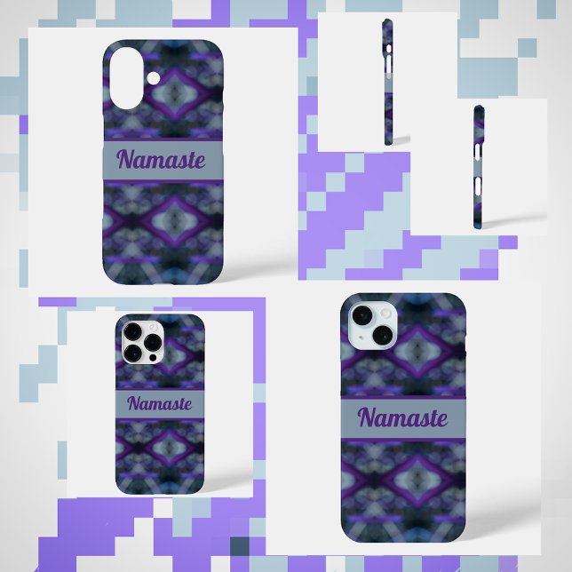 Boho Chic Purple Grey with Name Case-Mate iPhone Case (Creator Uploaded)