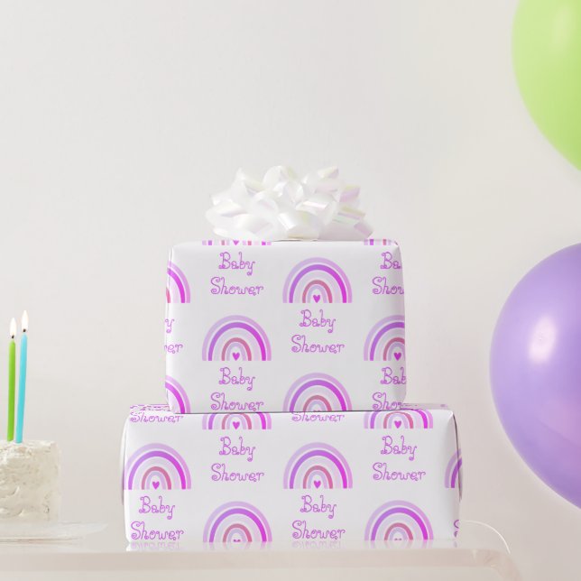 Boho Chic Purple Rainbow Pattern Wrapping Paper (Party Gifts)