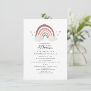 Boho Chic Rainbow Script Baby Shower Invitation