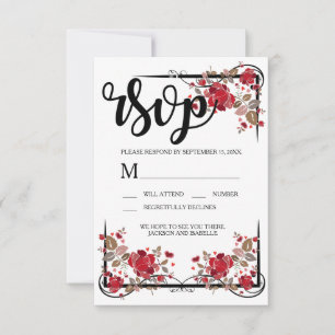 Boho Chic Red Roses RSVP Card