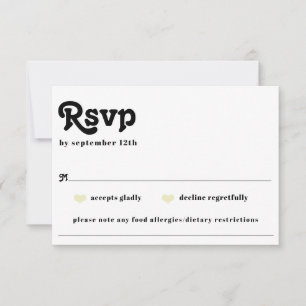Boho Chic Retro 70's Wedding Food Allergy RSVP