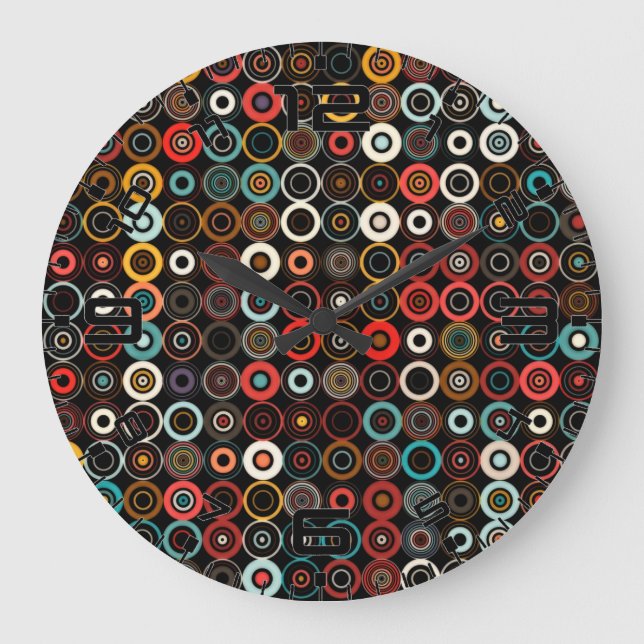 Boho Chic Retro Clock Colourful Circle Art (Front)