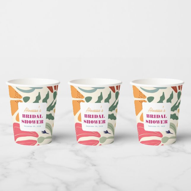 Boho Chic Retro Colourful Floral Bridal Shower Paper Cups (Multi)