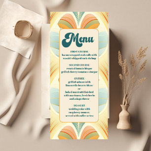 Boho Chic Retro Colourful Floral Wedding  Menu