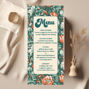 Boho Chic Retro Colourful Floral Wedding  Menu
