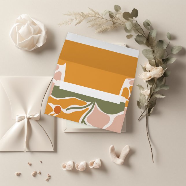 Boho Chic Retro Floral Wedding Envelope (Creator Uploaded)