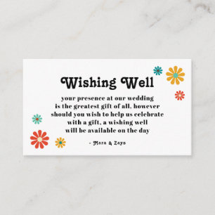 Boho Chic Retro Floral Wedding Wishing Well Enclosure Card