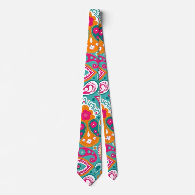 Boho Chic Retro Hippy Paisley Tie (Front)