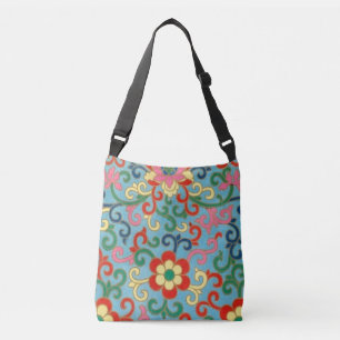Boho Chic Retro Oriental Floral Crossbody Bag