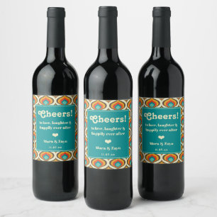 Boho Chic Retro Pattern Wine Label