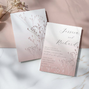 Boho Chic Rose Gold Botanical Wedding Invitation